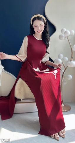 Áo Dài Tulip Hồng Điệp AD3068 (Áo lẻ)