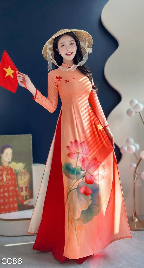 Áo Dài Tổ Quốc Tôi Yêu AD3070 (Áo lẻ)