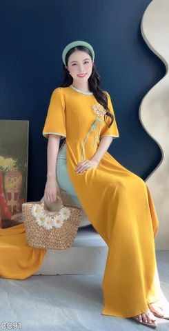 Áo Dài Bông Lưới Bi Nhung AD3072 (Áo lẻ)