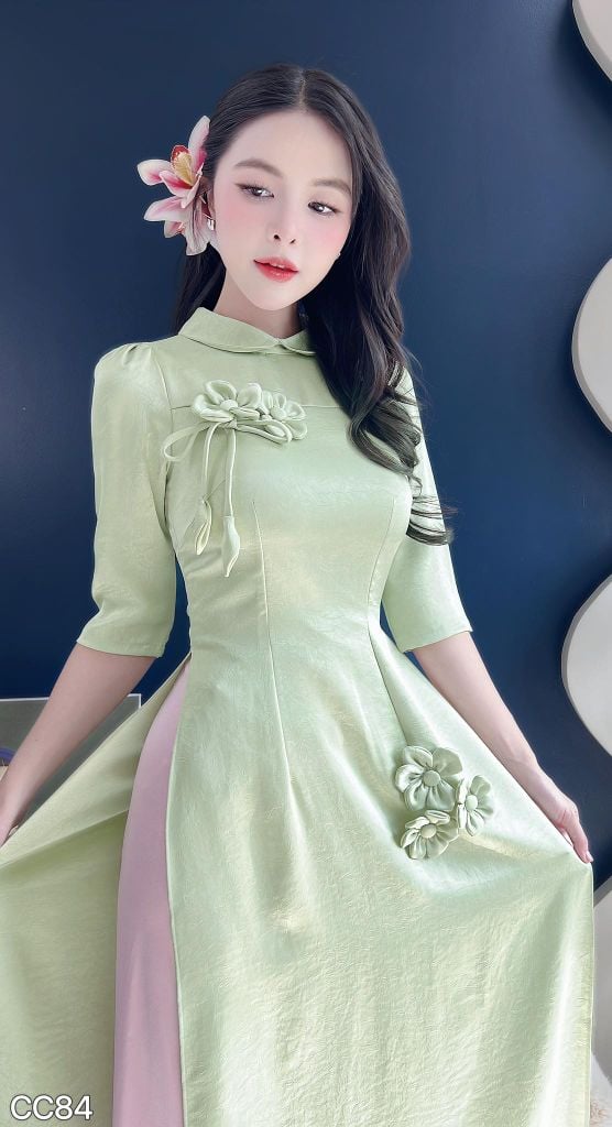 Áo Dài 5 Bông Hoa Nhỏ AD3069 (Áo lẻ)