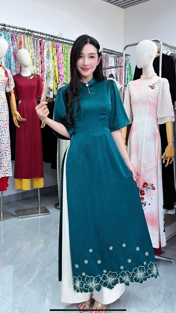 Áo Dài Hoa Rơi Lững Lờ AD3076 (Áo lẻ)