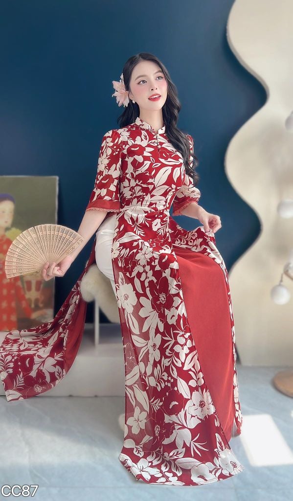 Áo Dài 4 Tà Leng Keng AD3071 (Áo lẻ)