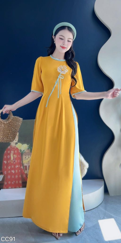 Áo Dài Bông Lưới Bi Nhung AD3072 (Áo lẻ)