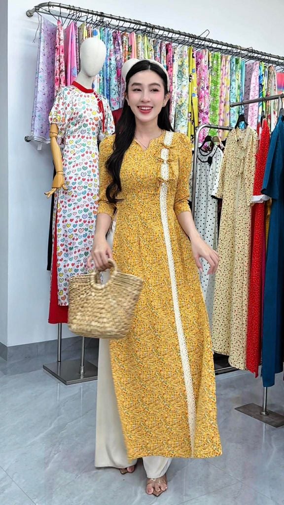 Áo Dài Hoa Nhí Kẹo Mút AD3075 (Áo lẻ)