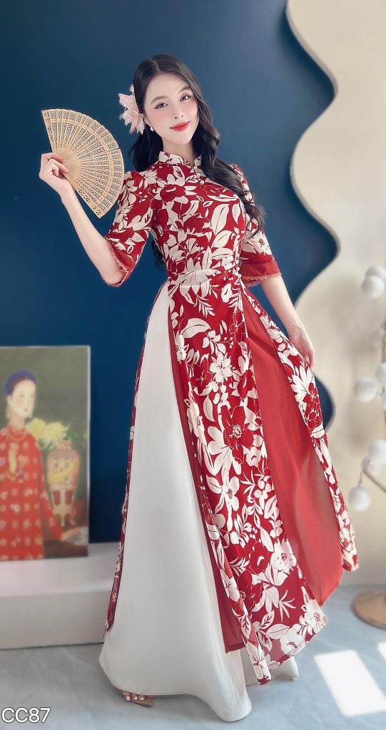 Áo Dài 4 Tà Leng Keng AD3071 (Áo lẻ)