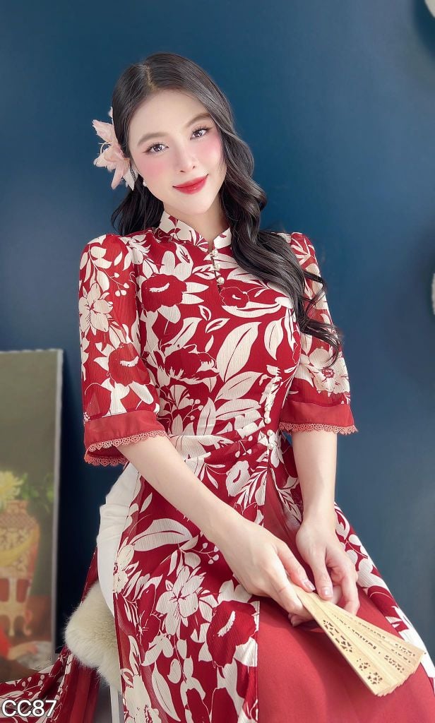 Áo Dài 4 Tà Leng Keng AD3071 (Áo lẻ)