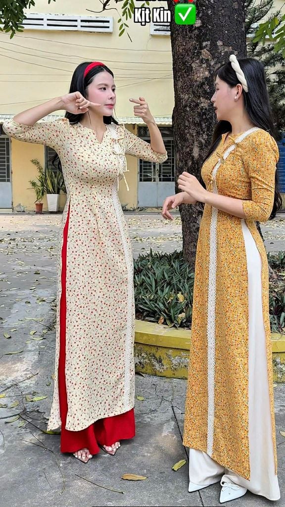 Áo Dài Hoa Nhí Kẹo Mút AD3075 (Áo lẻ)