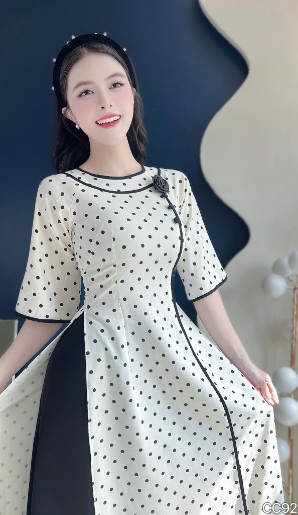 Áo Dài Bi Kẹo Hoa Kèm Phụ Kiện AD3073 (Áo lẻ)