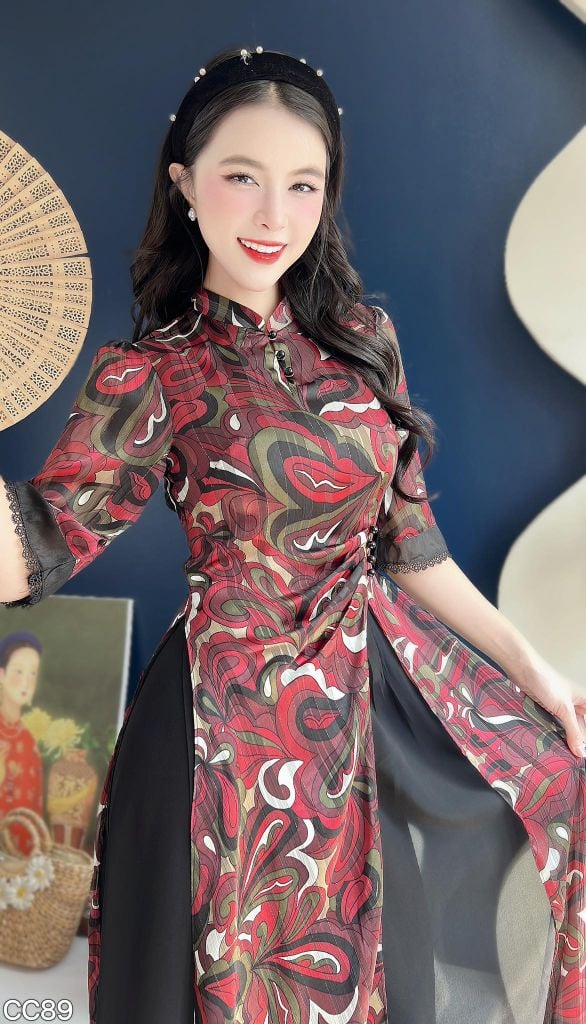 Áo Dài 4 Tà Leng Keng AD3071 (Áo lẻ)