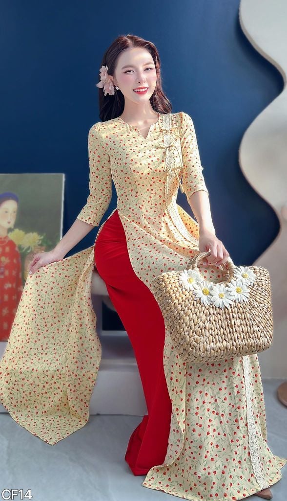Áo Dài Hoa Nhí Kẹo Mút AD3075 (Áo lẻ)