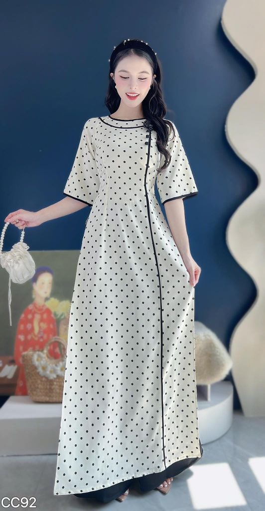 Áo Dài Bi Kẹo Hoa Kèm Phụ Kiện AD3073 (Áo lẻ)