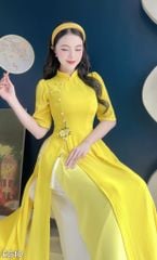 Áo Dài 4 Tà CÀNH LỘC XUÂN Kèm Phụ Kiện AD2995 (Áo lẻ)