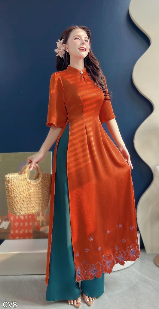 Áo Dài Hoa Rơi Lững Lờ AD3076 (Áo lẻ)