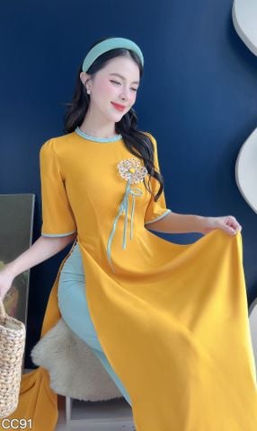 Áo Dài Bông Lưới Bi Nhung AD3072 (Áo lẻ)