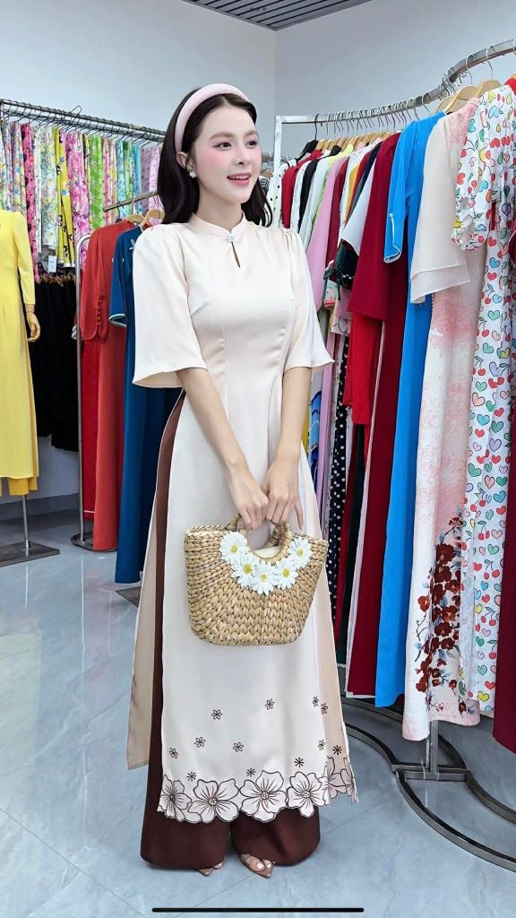 Áo Dài Hoa Rơi Lững Lờ AD3076 (Áo lẻ)