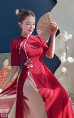 Áo Dài 4 Tà Sen Thêu 3D (PK) AD1659 (Áo lẻ)