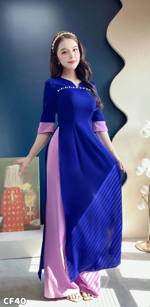 Áo Dài Cameli Ngọc Trai AD3081 (Áo lẻ)