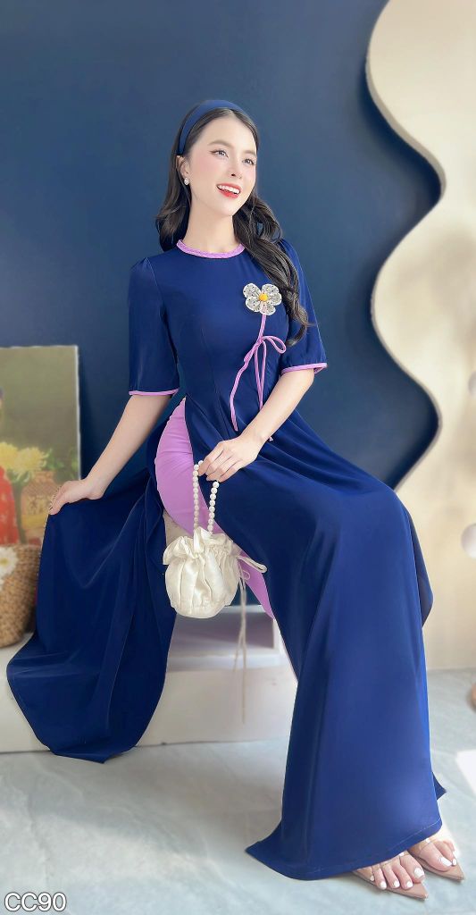 Áo Dài Bông Lưới Bi Nhung AD3072 (Áo lẻ)