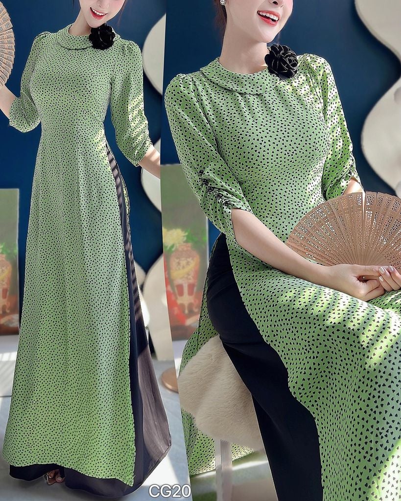 Áo Dài Tuyết Đen Kèm Phụ Kiện AD3078 (Áo lẻ)