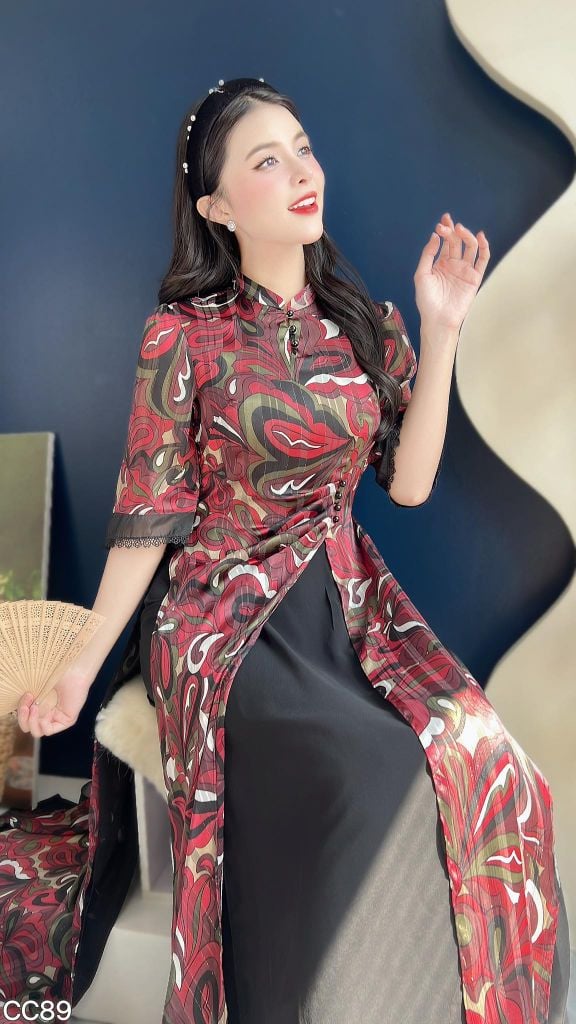 Áo Dài 4 Tà Leng Keng AD3071 (Áo lẻ)
