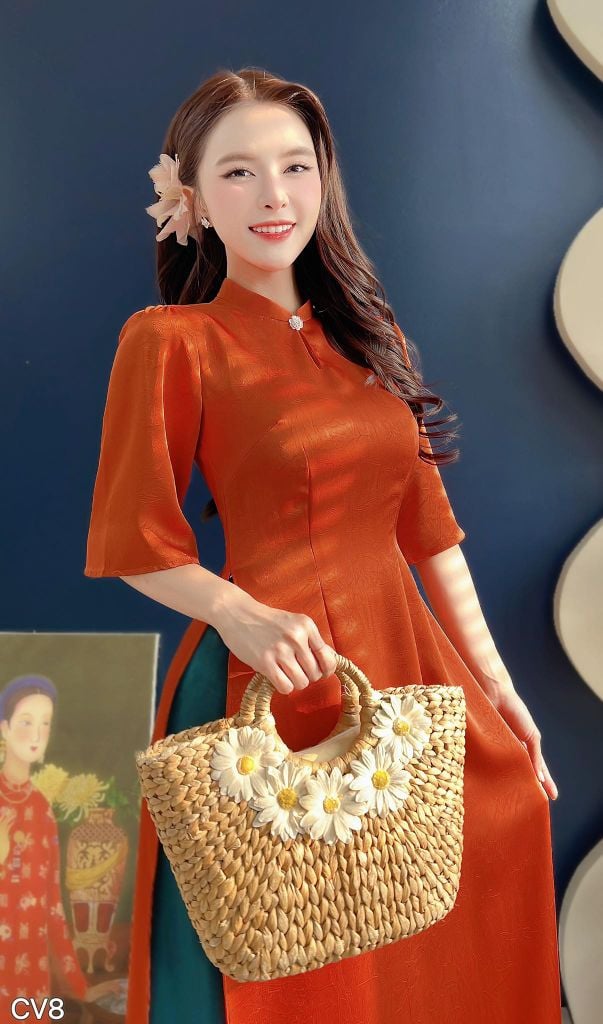 Áo Dài Hoa Rơi Lững Lờ AD3076 (Áo lẻ)
