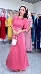 Áo Dài Cành Họa Mi Trắng AD3097 (Áo lẻ)