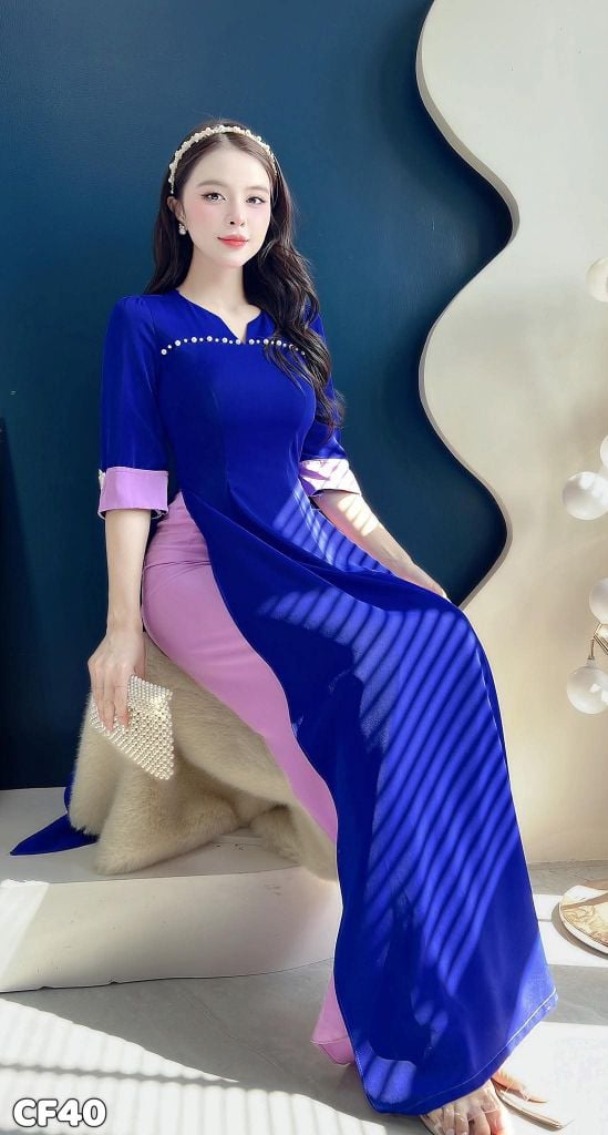 Áo Dài Cameli Ngọc Trai AD3081 (Áo lẻ)