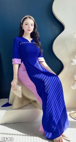 Áo Dài Cameli Ngọc Trai AD3081 (Áo lẻ)