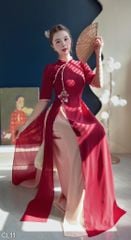 Áo Dài 4 Tà Sen Thêu 3D (PK) AD1659 (Áo lẻ)