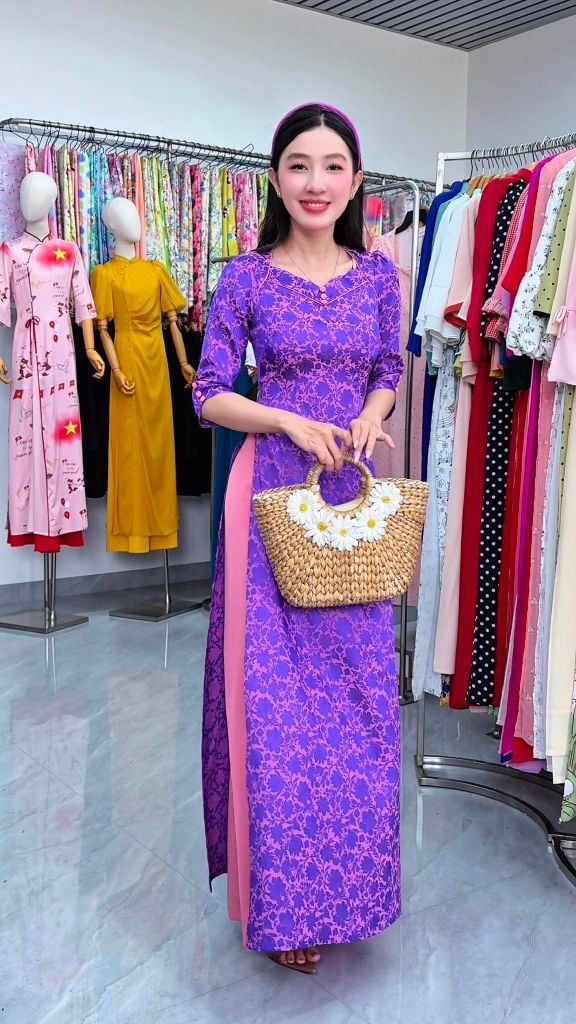 Áo Dài Gấm Violet AD3087 (Áo lẻ)
