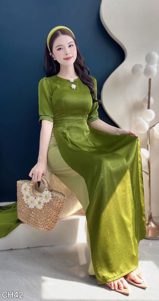 Áo Dài Hoa Đóa Luna Kèm Phụ Kiện AD3088 (Áo lẻ)