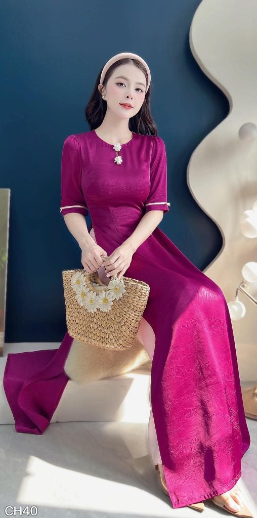 Áo Dài Hoa Đóa Luna Kèm Phụ Kiện AD3088 (Áo lẻ)