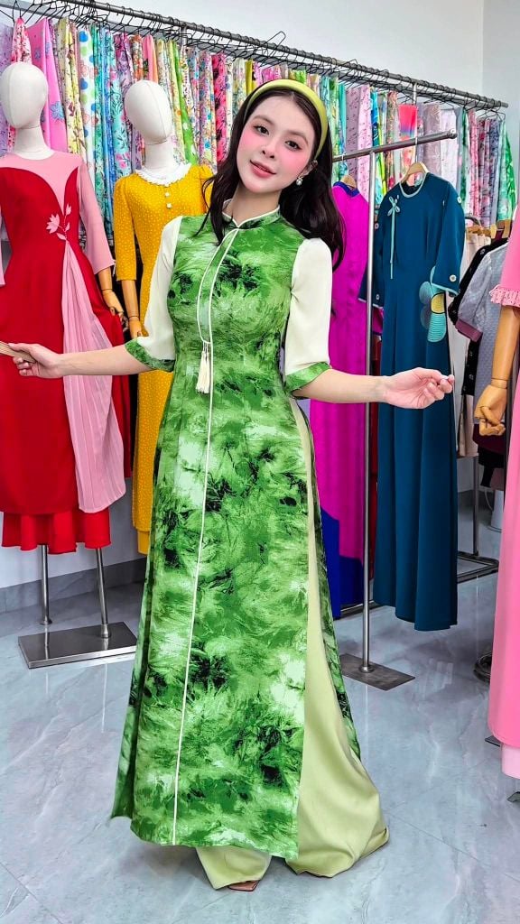 Áo Dài Mây Hồng Bay AD2018 (Áo lẻ)