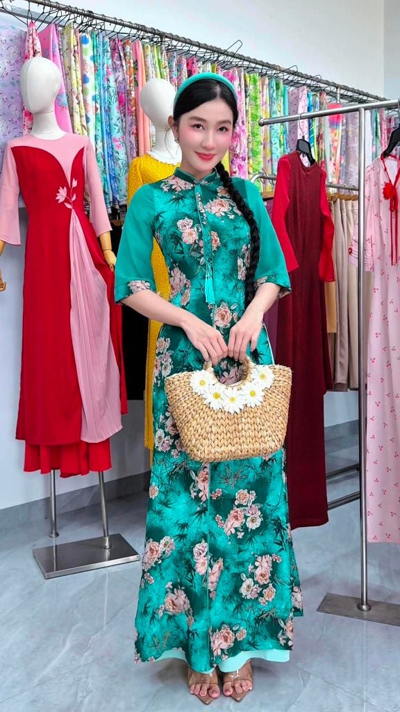 Áo Dài Mây Hồng Bay AD2018 (Áo lẻ)