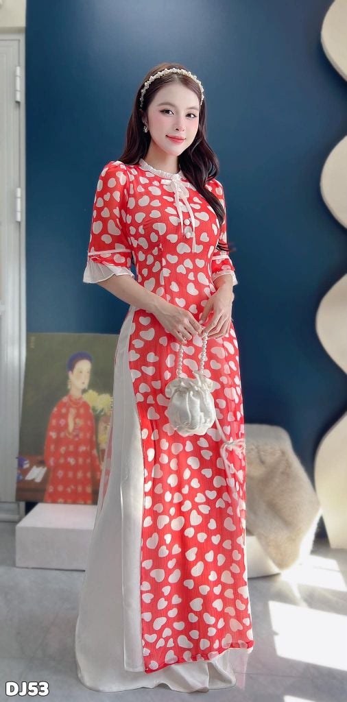 Áo Dài 4 Tà Chúm Chím Kèm Phụ Kiện AD3042 (Áo lẻ)