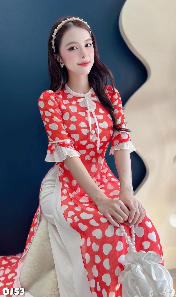 Áo Dài 4 Tà Chúm Chím Kèm Phụ Kiện AD3042 (Áo lẻ)