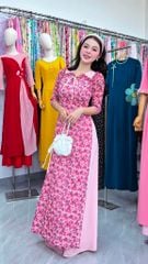 Áo Dài 4 Tà Berry Nơ Kèm Phụ Kiện AD3090 (Áo lẻ)