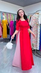 Áo Dài Lụa Cúc Ảnh AD3091 (Áo lẻ)