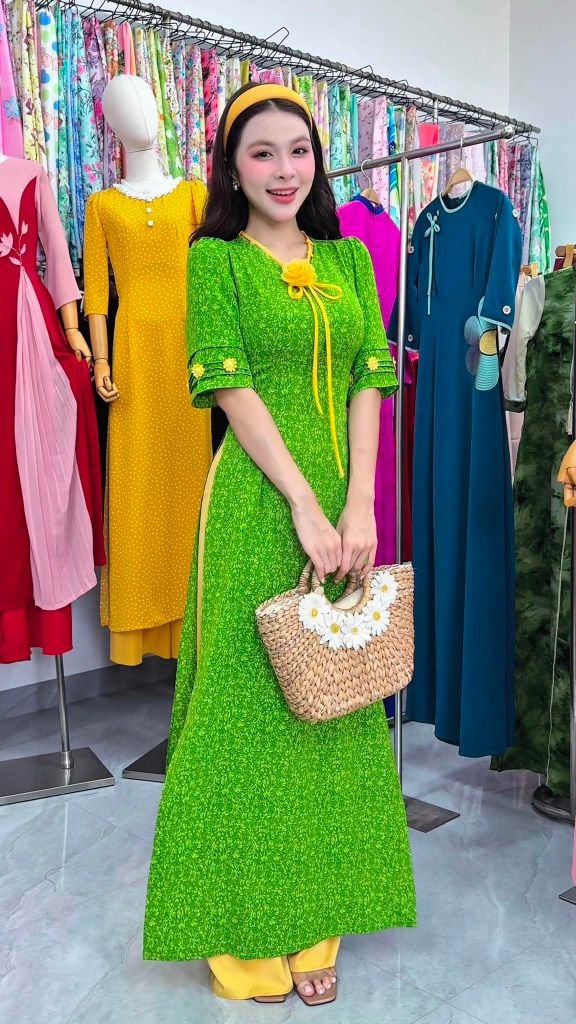 Áo Dài Tiểu Cúc Xinh Kèm Phụ Kiện AD3089 (Áo lẻ)