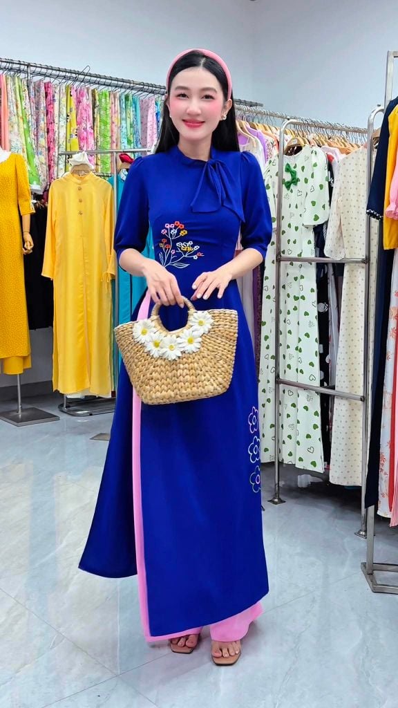 Áo Dài Lily Nơ Lệch AD3094 (Áo lẻ)