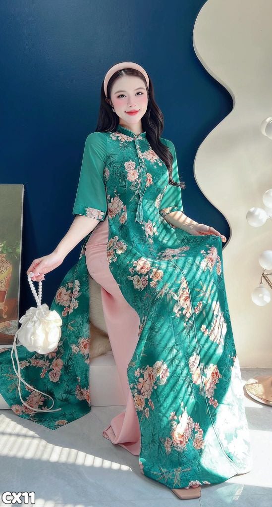 Áo Dài Mây Hồng Bay AD2018 (Áo lẻ)