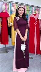 Áo Dài Mặt Trăng Ruby Kèm Phụ Kiện+Dây Trong AD3093 (Áo lẻ)