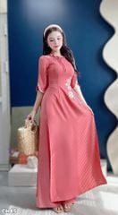 Áo Dài Cành Họa Mi Trắng AD3097 (Áo lẻ)