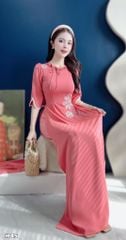 Áo Dài Cành Họa Mi Trắng AD3097 (Áo lẻ)