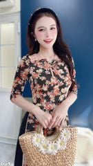 Áo Dài 4 Tà Berry Nơ Kèm Phụ Kiện AD3090 (Áo lẻ)