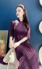Áo Dài Mặt Trăng Ruby Kèm Phụ Kiện+Dây Trong AD3093 (Áo lẻ)