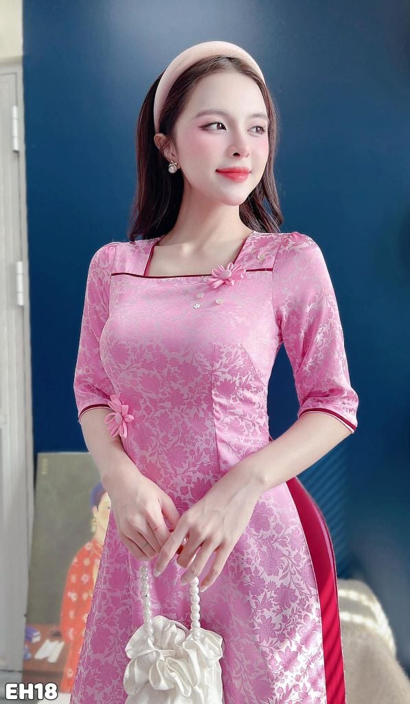 Áo Dài Lụa Cúc Ảnh AD3091 (Áo lẻ)