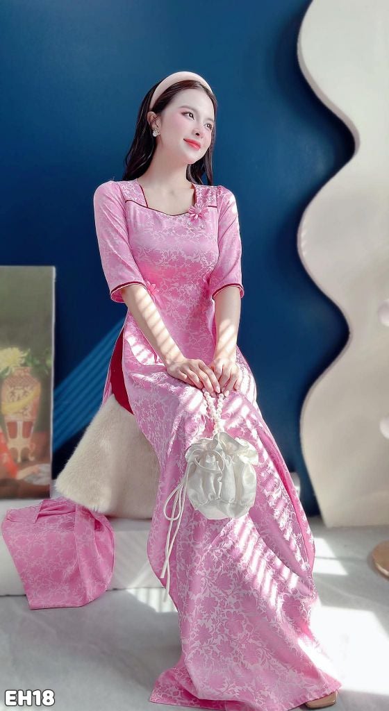 Áo Dài Lụa Cúc Ảnh AD3091 (Áo lẻ)