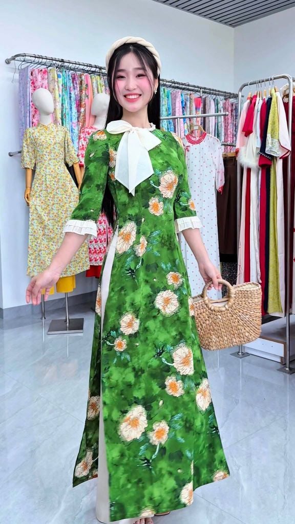 Áo Dài Nơ Ngọc Xoắn AD3102 (Áo lẻ)