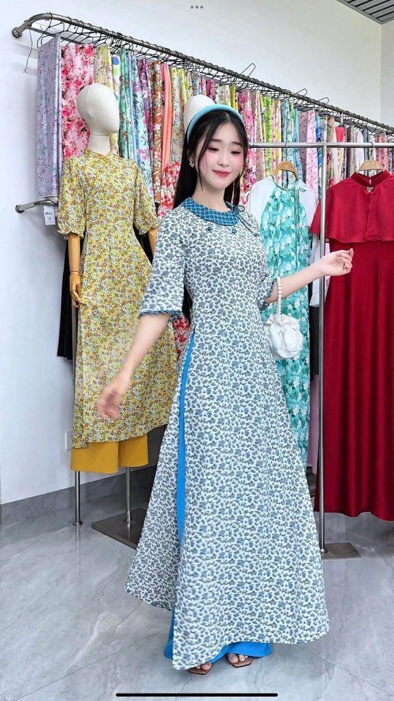 Áo Dài Nấm Chấm Bi AD3100 (Áo lẻ)
